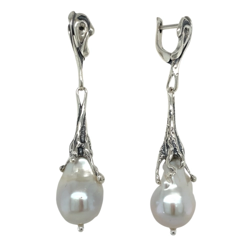 Серьги из серебра 925 пробы с жемчугом