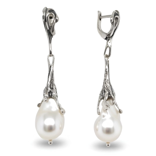 Серьги из серебра 925 пробы с жемчугом