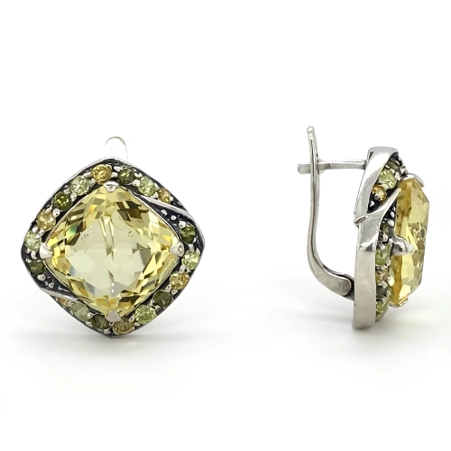 Серьги (925) цитрин кварц синтет.