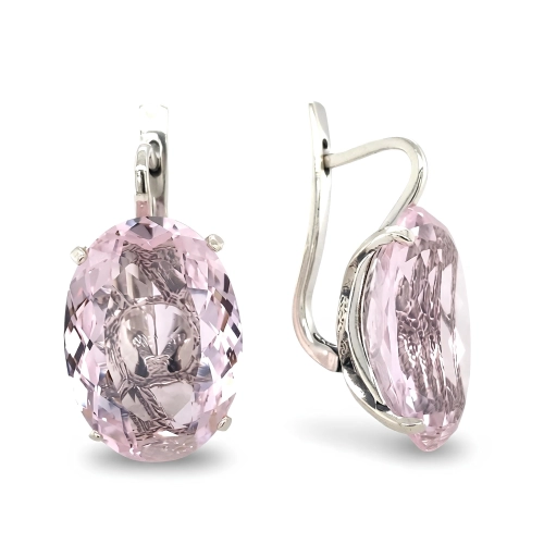Серьги (925) кварц розовый синтет.