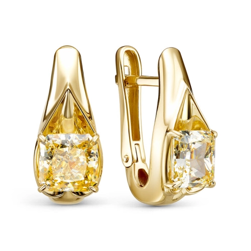 Серьги (585 ж) бриллианит цветной