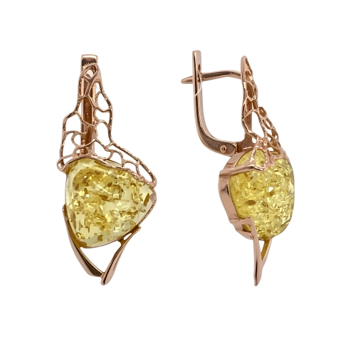 Серьги (925 п) янтарь желтый
