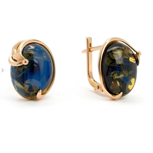 Серьги (925 п) янтарь синий