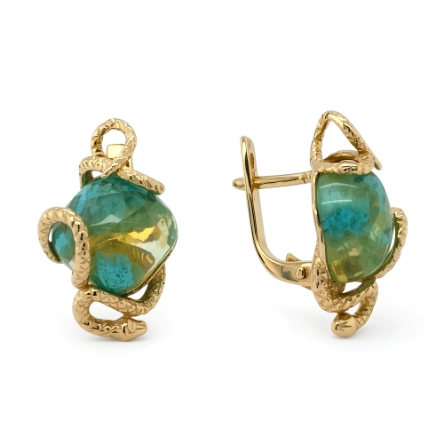 Серьги (925 п) янтарь бирюзовый