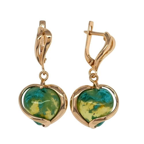 Серьги (925 п) янтарь бирюзовый