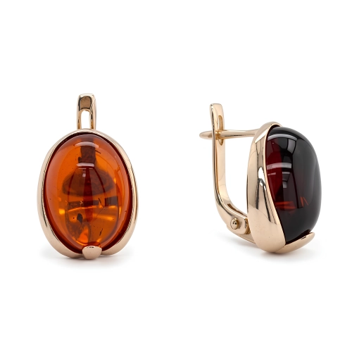 Серьги из серебра 925 пробы с позолотой, с янтарем