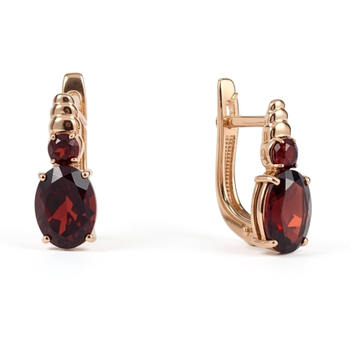 Серьги из золота 585 пробы с гранатом