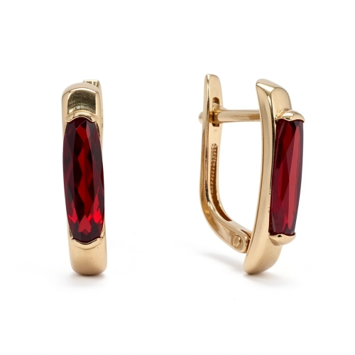 Серьги из золота 585 пробы с гранатом