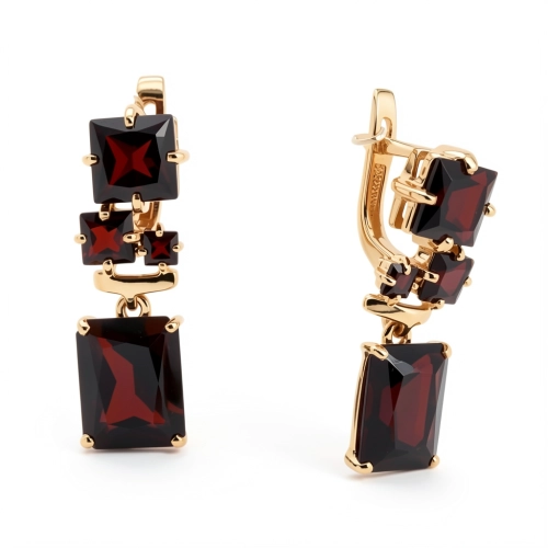 Серьги из золота 585 пробы с гранатом