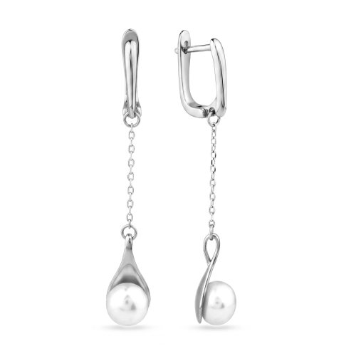 Серьги из серебра 925 пробы с жемчугом