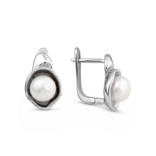 Серьги из серебра 925 пробы с жемчугом