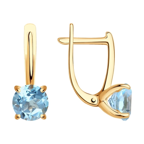 Серьги из золота 585 пробы с топазами