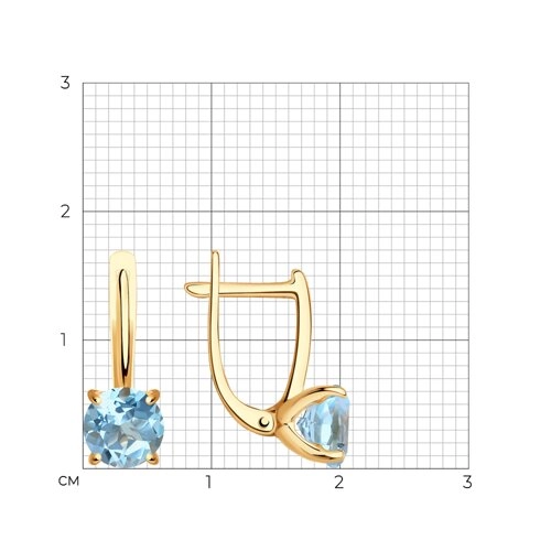 Серьги из золота 585 пробы с топазами