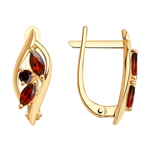 Серьги из золота 585 пробы с гранатом