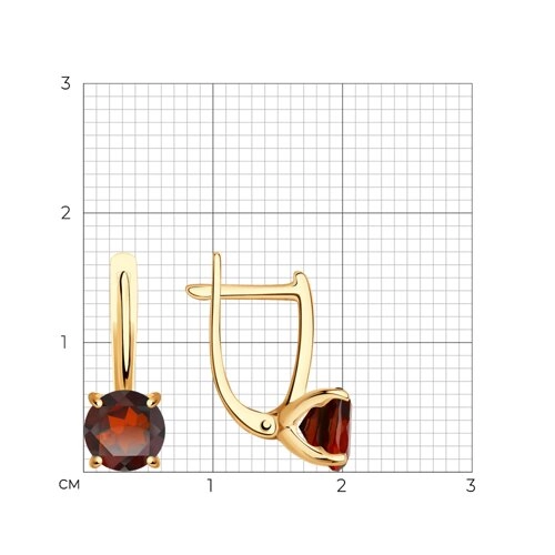 Серьги из золота 585 пробы с гранатом