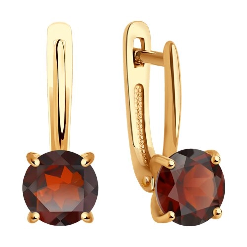 Серьги из золота 585 пробы с гранатом