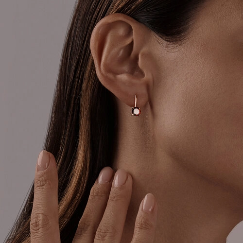 Серьги из золота 585 пробы с гранатом