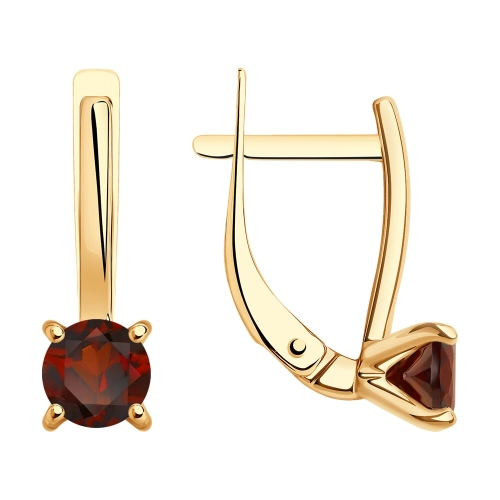 Серьги из золота 585 пробы с гранатом