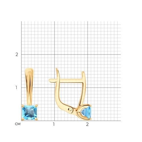 Серьги из золота 585 пробы с топазами