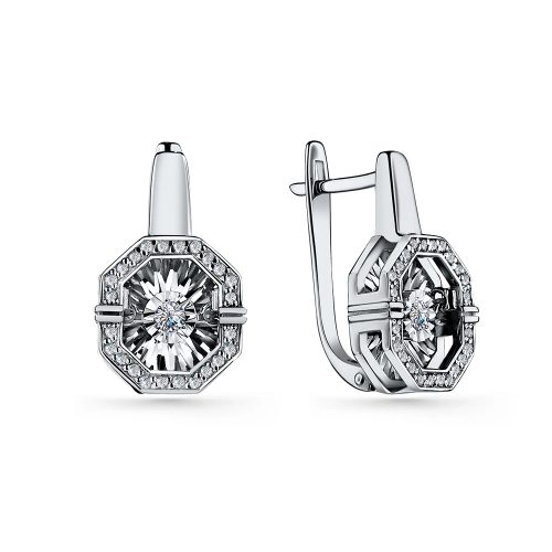 Серьги из серебра 925 пробы с фианитами