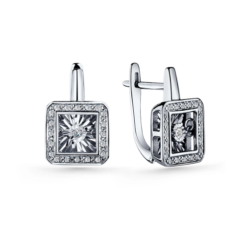 Серьги из серебра 925 пробы с фианитами