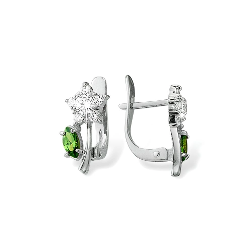 Серьги из серебра 925 пробы с цветными фианитами