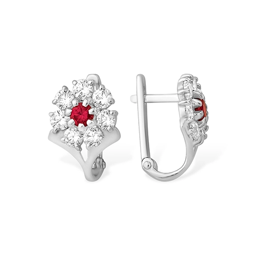 Серьги из серебра 925 пробы с цветными фианитами