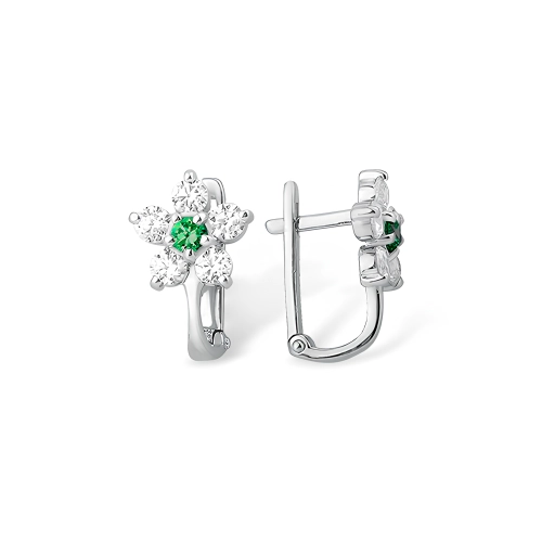 Серьги из серебра 925 пробы с цветными фианитами