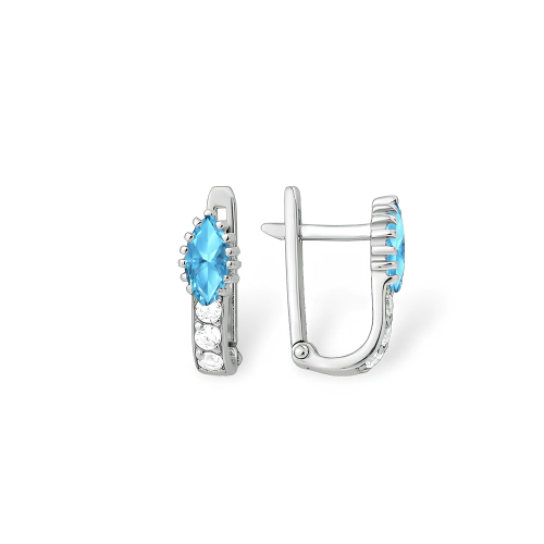 Серьги из серебра 925 пробы с цветными фианитами