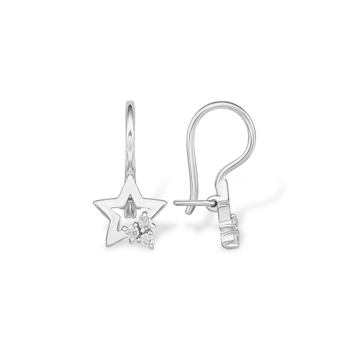 Серьги петельки из серебра 925 пробы с фианитами