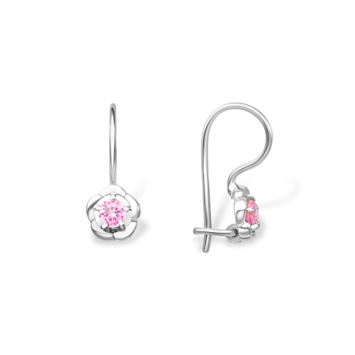 Серьги петельки из серебра 925 пробы с фианитами