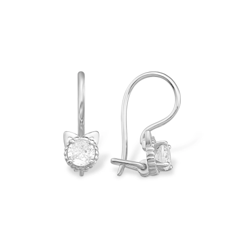 Серьги петельки из серебра 925 пробы с фианитами