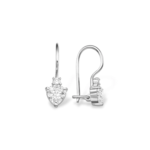 Серьги петельки из серебра 925 пробы с фианитами