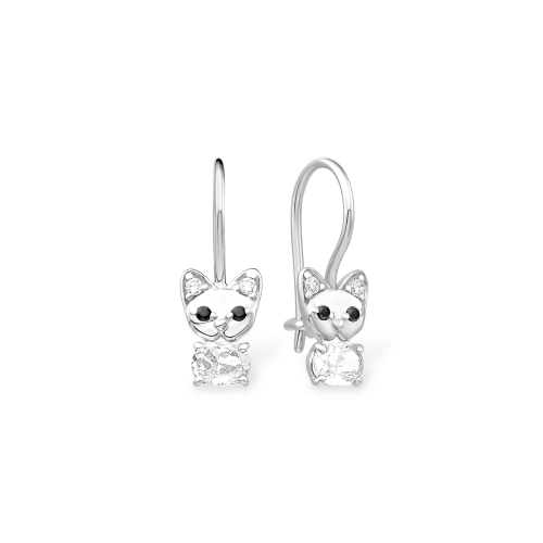 Серьги петельки из серебра 925 пробы с цветными фианитами