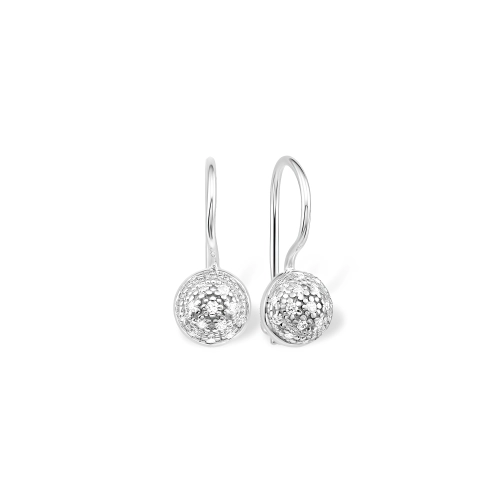 Серьги петельки из серебра 925 пробы с фианитами