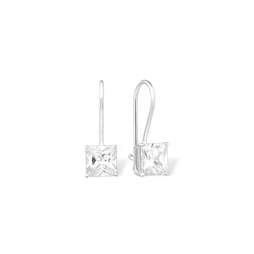 Серьги петельки из серебра 925 пробы с фианитами