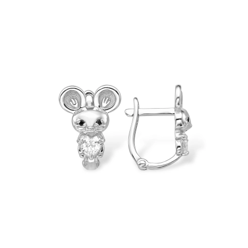 Серьги из серебра 925 пробы с цветными фианитами