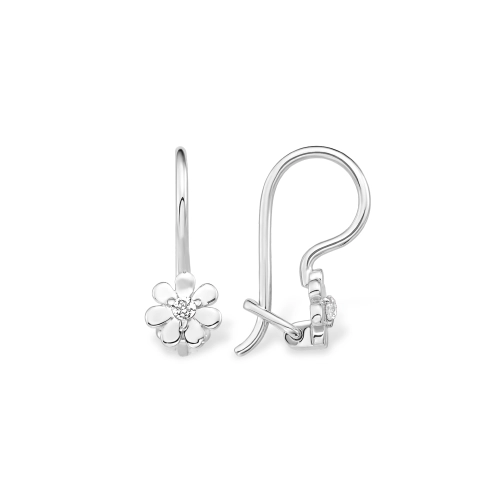 Серьги петельки из серебра 925 пробы с фианитами
