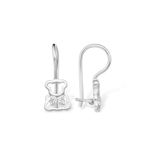 Серьги петельки из серебра 925 пробы с фианитами