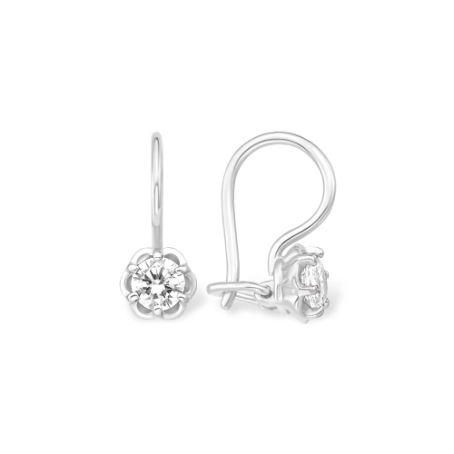 Серьги петельки из серебра 925 пробы с фианитами
