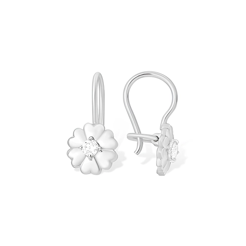 Серьги петельки из серебра 925 пробы с фианитами