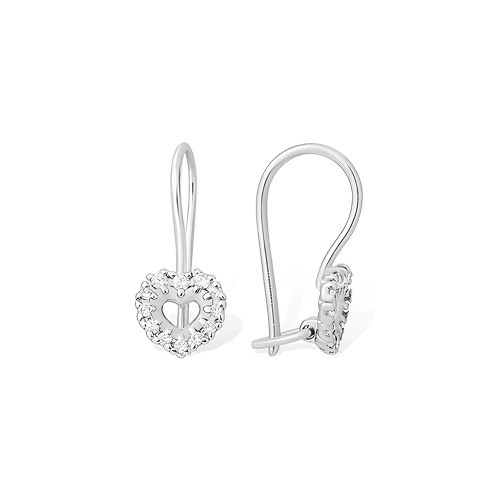 Серьги петельки из серебра 925 пробы с фианитами