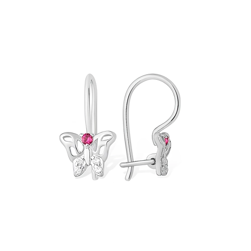 Серьги петельки из серебра 925 пробы с цветными фианитами