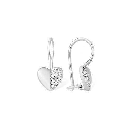 Серьги петельки из серебра 925 пробы с фианитами