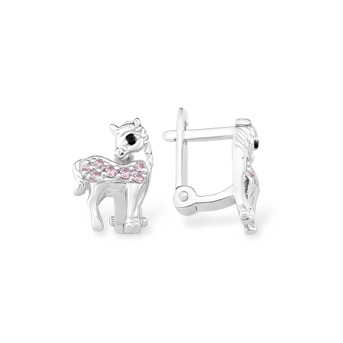 Серьги из серебра 925 пробы с цветными фианитами