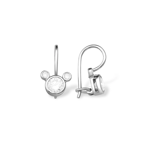 Серьги петельки из серебра 925 пробы с фианитами