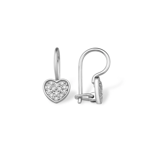 Серьги петельки из серебра 925 пробы с фианитами
