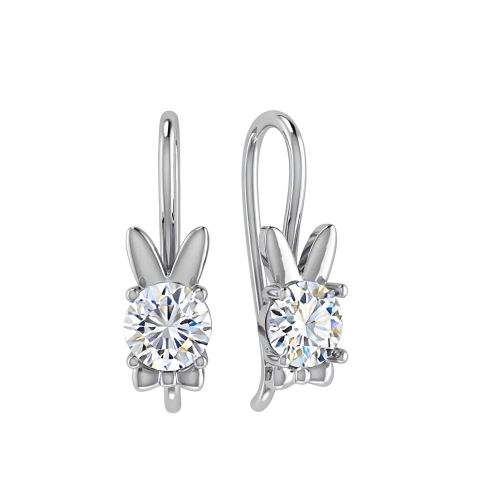 Серьги петельки из серебра 925 пробы с фианитами