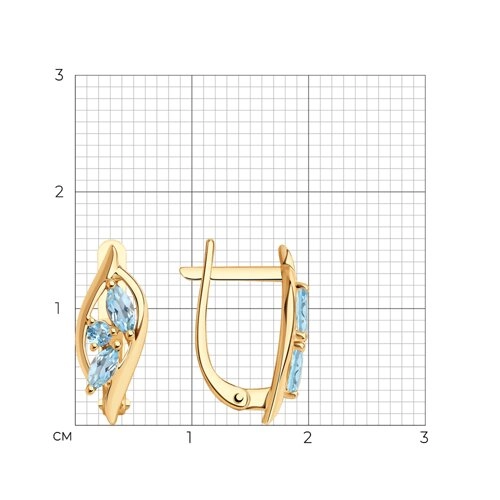 Серьги из золота 585 пробы с топазами