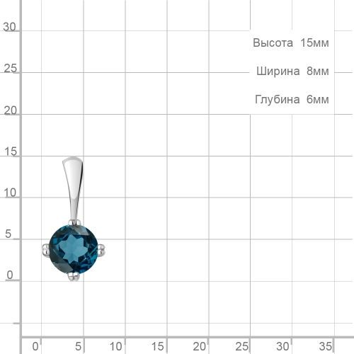 Подвеска (925) топаз-лондон